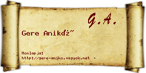 Gere Anikó névjegykártya