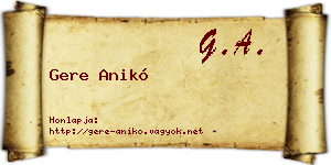Gere Anikó névjegykártya